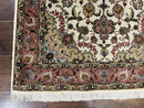 Fine Persian Tabriz Rug 3x5, Floral Medallion, 340 KPSI, Ivory Salmon