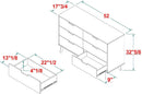 Modern Six Drawer Dresser Black 52 Inch Bedroom Storage