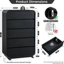 Black Hardwood Dresser With Curved Front Storage Panel