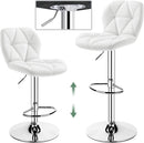 Pair Of White PU Leather Height Adjustable Bar Stools