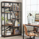 Industrial 5 Tier Etagere Bookcase Brown Rustic Finish