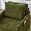 Upholstered Convertible Sleeper Sofa with Adjustable Backrest, Side Pockets, Storage Basket, Green Chenille, 31.5'