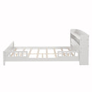 Full Pine Wood Bed with Bookcase Headboard ,LED Motion Sensor Light, Bed Guardrails,White