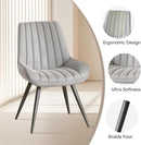 Grey Upholstered Dining Chairs Set Of 4 With Thick Cushions And Metal Legs