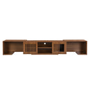 Mid-Century Modern 2 in 1 PET FRIENDLY  Walnut TV Stand With Extendable table Soft cushion Sliding door Cat friendly furniture