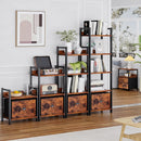 5 Tier Bookshelf With Drawer Tall Narrow Wood Bookcase