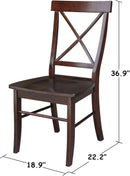 X Back Dining Chair In Java Finish With Solid Wood Seat