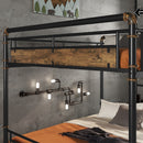 Queen over Queen Metal Bunk Bed, Industrial Detachable Bunkbeds with Safety Guard Rails for Teens, Black(Old SKU W2580S00006)