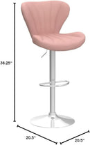 Pink Velvet Adjustable Swivel Barstools Set Of Two