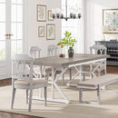 Farmhouse 6 Person Dining Table 70.8 Inch Grey Wood Table