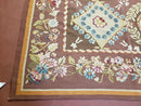 Aubusson Rug 6 x 9 Flat Weave Area Carpet European Design Flowers New Brown Rug Handmade Wool Hand-Knotted Aubusson Weave Medium Rug 6x9