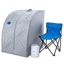 Durasage Lightweight Portable Personal Steam Sauna Spa for Relaxation at Home, 60 Minute Timer, 800 Watt Steam Generator, Chair Included - Silver