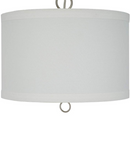 14"W Light Pendant Brushed Nickel Finish with Oatmeal Linen Shade