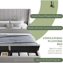 Queen Size Platform Bed with Headboard, Upholstered Platform Bed with Storage, Grey