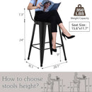 24 Inch Black Outdoor Metal Bar Stools Set of 4 Counter Height Large Ergonomic Seats