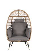 Wicker Egg Chair,Rattan Egg Chair Indoor Outdoor,Oversized Large Egg Chairs 600lbs with Ottoman and Thick Cushions for Porch, Backyard, Balcony