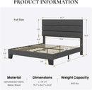 Full Size Upholstered Bed Frame With Grey Headboard