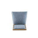 Rustic French Country Dining Chairs Set of 6 with Cane Backrest & Upholstered Seats in Slate Blue Solid Rubberwood