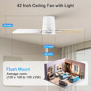 White 42 Inch Ceiling Fan With Lights Quiet DC Motor