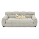 Modern Beige Pet Sofa with Backrest and Armrests, Linen Fabric for Medium and Large Dogs