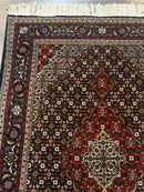 Persian Tabriz Rug 3x5, Wool on Silk Foundation, Very Fine 550 KPSI, Dark Navy Blue