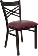 Set of 2 Hercules Burgundy Vinyl XBack Metal Dining Chairs for Restaurants Durable Steel Frame