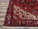 Persian Heriz Rug 8x11, Geometric Design, Red & Cream