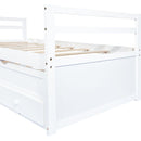 Twin Size Bed with Headboard, Footboard, Trundle and Three Storage Drawers, Twin Size Pine Wood Bed with Headboard, Footboard,White