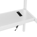 Metal Queen Size Loft Bed with Power Outlet and LED Lighted, Space-Saving, Noise Reduced, White