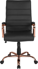 Whitney High Back Swivel Desk Chair Black Rose Gold