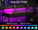 48-Inch Computer Desk With LED Strip And Power Strip