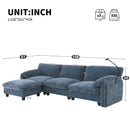 [VIDEO Provided] 108' Modular Sectional Sofa, L-Shape with 31.5' Extra-Wide Seat Cushion, USB and Type-C Charger, Phone Holder and 2 Side Storage Pockets, Free Movement Ottoman, Striped Chenille