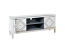 47 Inch Mirror TV Media Console with Diamond Glass Doors, Dual Door Design and Open Storage Space, Compatible with 50-Inch TVs&Modern Decor for Living Room & Bedroom