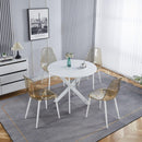 Dining Table with cross metal leg and MDF top,Modern Space Saving Kitchen Table for Living Room,WHITE legs,ROUND TABLE,90x90x75cm