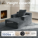 Compact 46-Inch Dark Grey Corduroy Chaise Lounge