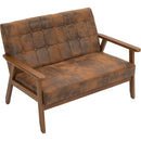 Mid-Century Modern Solid Loveseat Sofa Upholstered Microsuede Fabric Loveseat, 2-Seat Upholstered Loveseat Sofa Modern Couch