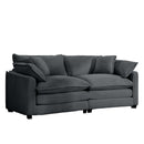 Modern Fabric Living Room Sofa with 4 Pillows Upholstered Large Deep Seating Loveseat, Grey Corduroy