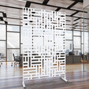Decorative Freestanding Metal Privacy Screen for Indoor & Outdoor Use, White, 76' H x 48' W