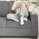 83.86'Snowfleece Fabric sofa,Modern Compressed Couch,3-Seater Sofa, Furniture for Living Room,Bedroom,office ,Gray