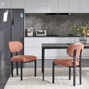 Modern Dining Room Chairs Set of 2, Mid-Century Upholstered Boucle Kitchen Dining Chairs with Black Metal Legs