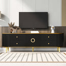 U-Can Modern TV Stand for TVs up to 80 Inches, Entertainment Center with 4 Drawers and 1 Cabinet, Wood TV Console Table with Metal Legs and Handles for Living room(Old SKU:SJ000117AAB)