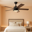 52 Inch Black Ceiling Fan With Lights Remote Control