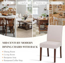 Beige Upholstered Parsons Dining Chairs Hardwood Legs