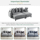 Modern L-Shaped Sectional Sofa with Storage, Movable Ottoman, and Throw Pillows, Grey Chenille, 83'