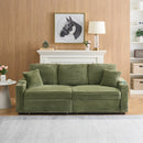 80-inch two-in-one folding sofa, foldable and hidden lying function, corduroy fabric, equipped with cup holder and pillow, easily adapts to the living room space, green