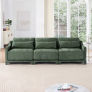 Elegant Three-Seater Sofa with Lumbar Pillow, Ergonomic Chenille Upholstery, Wooden Base, Green