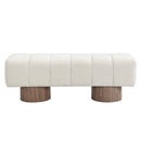 Upholstered Dining Bench, No-Assembly Entryway Bench Ottoman, Beige Chenille Fabric, 50' Length