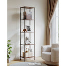 Display Shelf With RGBW Light Floor Lamp 5 Tier Brown