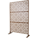 Outdoor & Indoor Privacy Screen Metal Privacy Screen 76' H×48' W, Freestanding Decorative Privacy Screen for Deck Balcony Patio, Privacy Fence Panels for Outside Lawn Garden PS106 BROWN