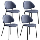 Set of 4 Upholstered PU Leather Dining Chairs Mid-Century Modern Dining Chairs with Curved Backrest for Dining Room Kitchen (Blue)